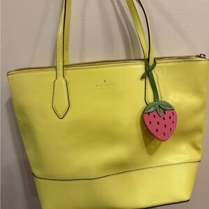 Kate Spade Lemon Yellow Tote with Strawberry Accent